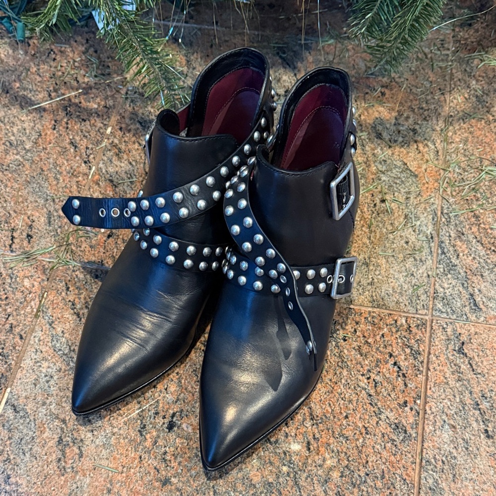 Marc Jacobs Black Heeled Boots with Silver Studs